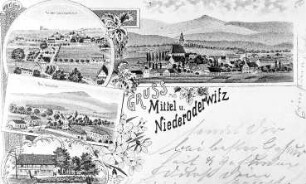 Oderwitz-Niederoderwitz. Ortsansichten, Ansichtskarte, um 1899, Repro