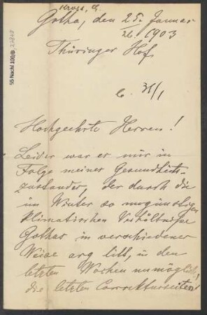 Brief an B. Schott's Söhne : 25.01.1903