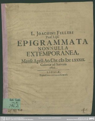 Epigrammata nonnulla extemporanea