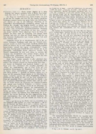 267-269 [Rezension] Pelletier, André, Flavius Josèphe, adaptateur de la lettre d'Aristée