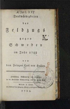 Denkwürdigkeiten des Feldzugs gegen Schweden im Jahr 1788