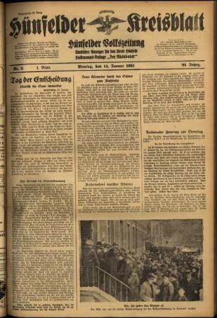 Erste Ausgabe vom Montag, den 14. Januar 1935.
