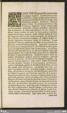 Albertus Dei gratiâ Romanorum Rex semper Augustus. Universis Sacri Romani Imperii fidelibus, ad quos pagina presens pervenerit ...