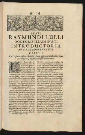 Beati Raymundi Lulli Doctoris Illuminati Introductoria Artis Demonstrativae