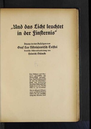 "Und das Licht leuchtet in der Finsternis"