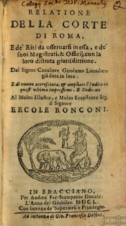 Relatione della corte di Roma, [4]. (1650)