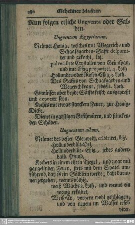 Nun folgen etliche Unguenta oder Salben