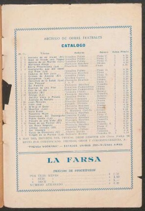 Catálogo : Archivo de obras teatrales