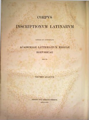 Corpvs inscriptionvm Latinarvm, 4. Inscriptiones parietariae Pompeianae, Herculanenses, Stabianae