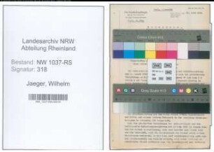 Entnazifizierung Wilhelm Jaeger , geb. 13.10.1897 (Architekt)