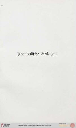 Archivalische Beilagen