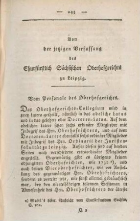 Von der jetzigen Verfassung des Churfürstlich Sächsischen Oberhofgerichts zu Leipzig.