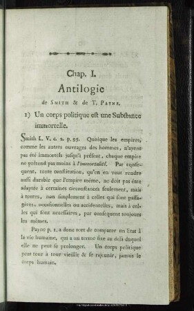 Chap. I. Antilogie de Smith & de T. Payne