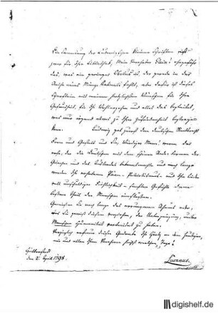 1: Brief von Johann Heinrich Lucanus an Johann Wilhelm Ludwig Gleim