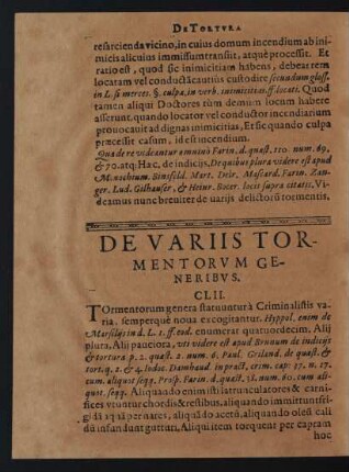 De Variis Tormentorum Generibus.