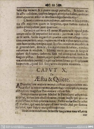 Caput X. De Aestu & Quiete