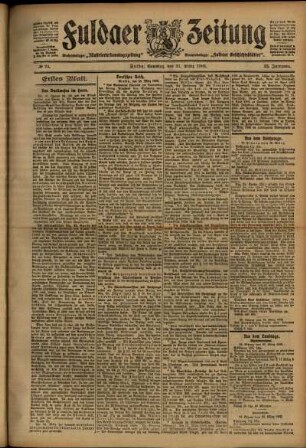 Erste Ausgabe vom Samstag, den 31. März 1906.