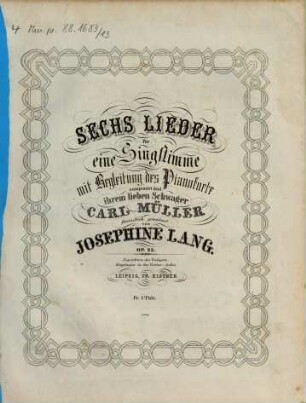 Sechs Lieder für eine Singstimme mit Begleitung des Pianoforte : op. 25