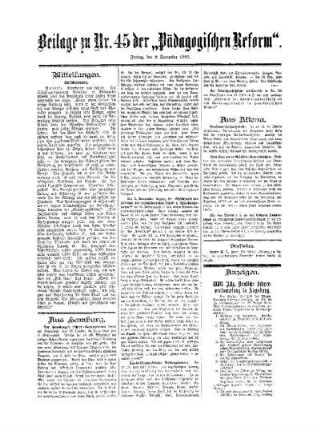 Mitteilungen : Beilage zu No. 45 der Pädagogischen Reform