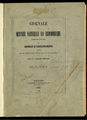 9: Giornale di scienze naturali ed economiche