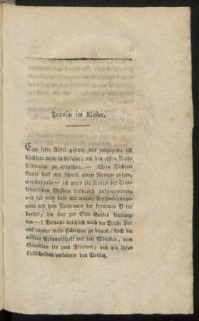 Fridolin im Kloster.