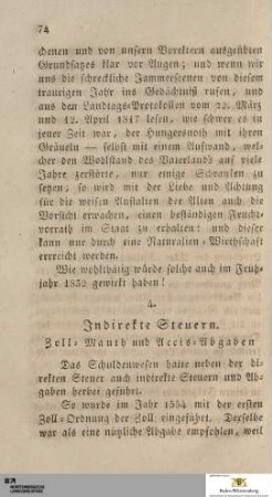 4. Indirekte Steuern, Zoll- und Mauth-Abgaben