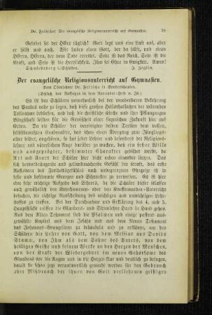 ¬Der¬ evangelische Religionsunterricht auf Gymnasien : (Schluß des Aufsatzes in dem November-Heft v. Js.)