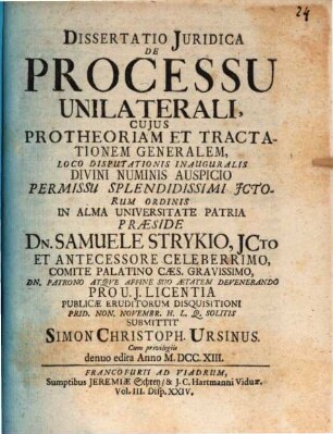 Diss. iur. de processu unilaterali ...
