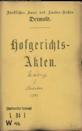Wedeking, Müller in Minden gegen Friedr. Konrad Bödeker, Müller in der Rethlager Mühle - Schuldforderung