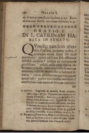 Oratio I. In L. Catilinam Habita in Senatu