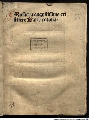 Rosacea augustissimae christiferae Mariae corona