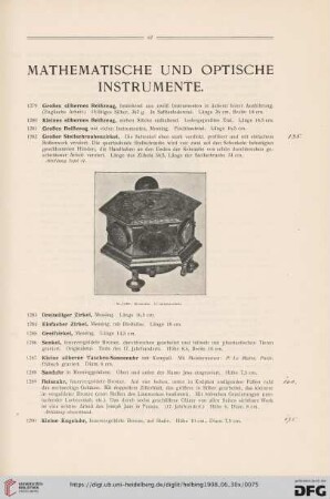 Mathematische und optische Instrumente (Nr. 1279-1324)