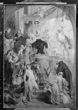 Thronende Maria mit dem Kind und Heiligen
