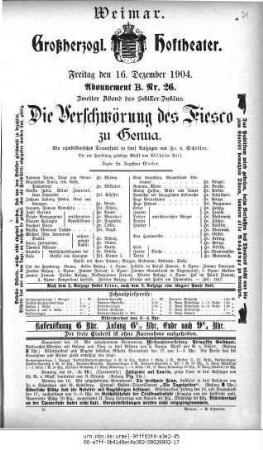 Die Verschwörung des Fiesco zu Genua