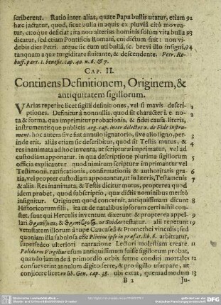 Cap. II. Continens Definitionem, Originem, & antiquitatem sigillorum
