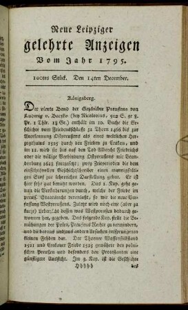 100tes Stück. Den 14ten December.