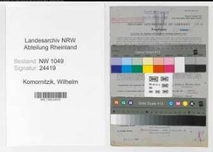 Entnazifizierung Wilhelm Komornitzik , geb. 02.07.1907 (Monteur)