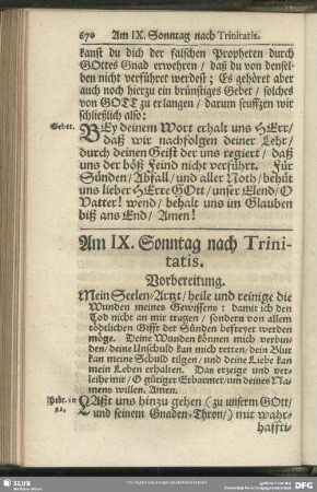 Am IX. Sonntag nach Trinitatis