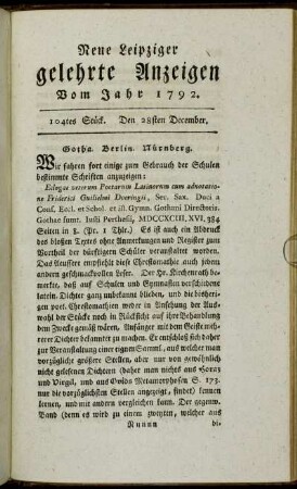 104tes Stück. Den 28sten December.