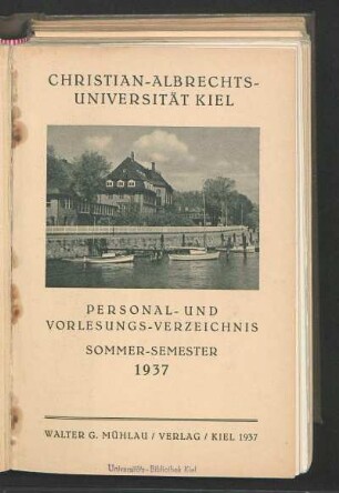 SS 1937: Personal- und Vorlesungs-Verzeichnis Sommer-Semester 1937