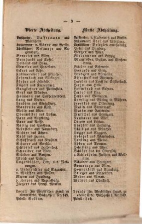Verzeichniß der Mitglieder, nach deren Verloosung in die Abtheilungen, festgestellt zum 30. October 1848