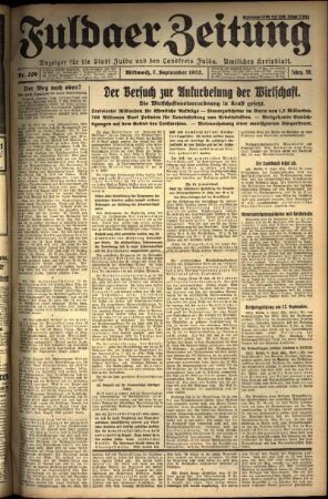 Erste Ausgabe vom Mittwoch, den 07. September 1932.