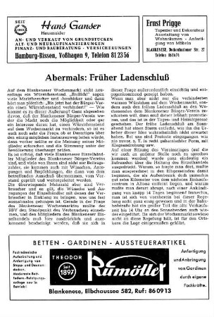 Abermals: Früher Ladenschluß