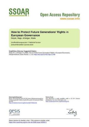 How to Protect Future Generations' Rights in European Governance