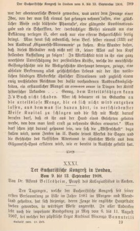 289-307 Der Eucharistische Kongreß in London vom 9. bis 13. September 1908