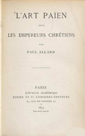 L'art païen sous les empereurs chrétiens