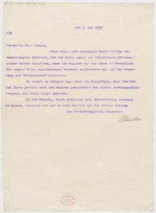 Brief an Bernhard Sekles : 03.05.1917