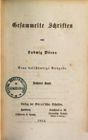 Gesammelte Schriften, 6.. [Kritiken]