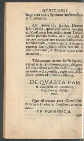 De Quarta Parte Catechismi, de Poenitentia, Confeßione et Absolutione.