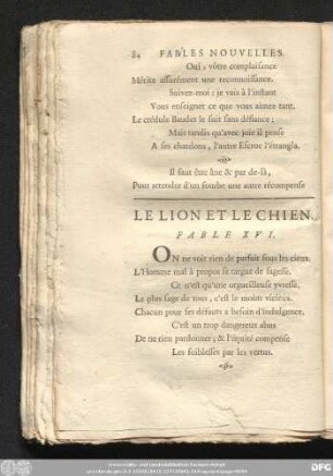 Le Lion Et Le Chien. Fable XVI.